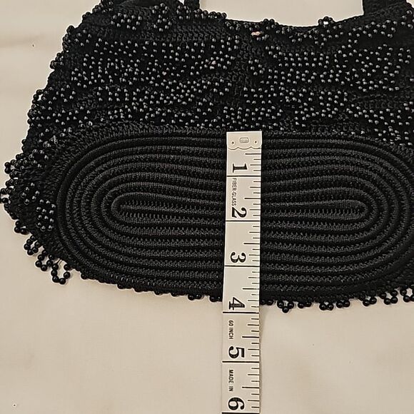 Silver blue Black Beaded Purse - Picture 3 of 7